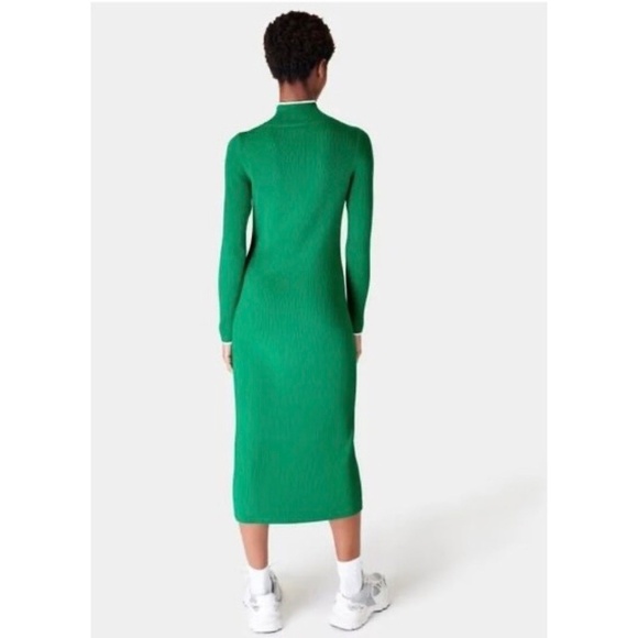 SWEATY BETTY Frame Knitted Midi Dress Vivid Green Sporty Ribbed Knit Size 12 - Picture 8 of 14